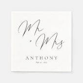 Elegant Mr. & Mrs. Script Individuelle Name Weddin Serviette (Vorderseite)