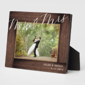 Elegant Mr & Mrs. Script Rustic Wedding Foto Fotoplatte (Seite)