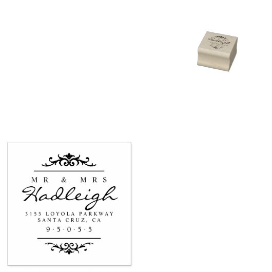 Elegant Mr. & Mrs. Script Wedding Rücksendeadresse Gummistempel (Stempel)