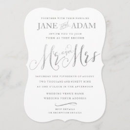 Elegant Mr. & Mrs. Silver Typografy Wedding Einlad Einladung