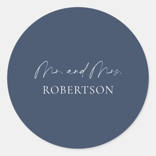 Elegant Mr. & Mrs. Sticker - Navy Hintergrund (Vorderseite)