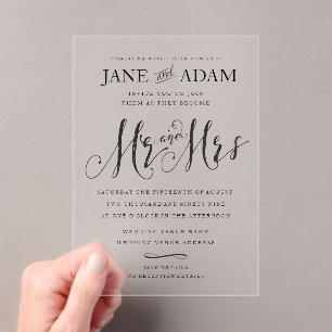 Elegant Mr. & Mrs. Typografy Wedding Einladung