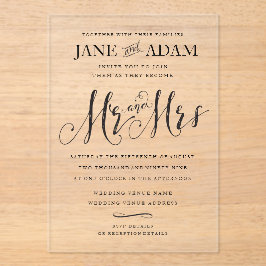 Elegant Mr. & Mrs. Typografy Wedding Einladung