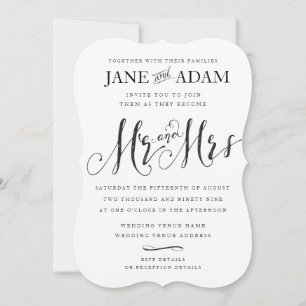 Elegant Mr. & Mrs. Typografy Wedding Einladung
