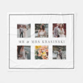 Elegant Mr & Mrs. Wedding 6 Foto Collage Fleecedecke (Vorderseite (Horizontal))