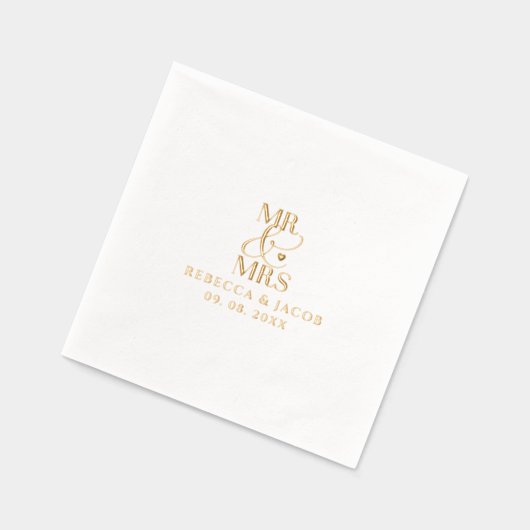 Elegant Mr. & Mrs. Wedding Gold Servietten Mit Folie (Links)