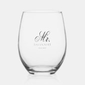 Elegant Mr. & Mrs. Wedding Keepake Geschenk Weinglas Ohne Stiel (Vorderseite)