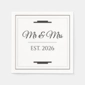 Elegant Mr & Mrs Wedding Modern Minimalist Favor Serviette (Vorderseite)