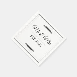 Elegant Mr & Mrs Wedding Modern Minimalist Favor Serviette