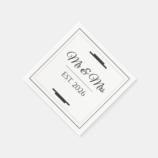Elegant Mr & Mrs Wedding Modern Minimalist Favor Serviette (Ecke)