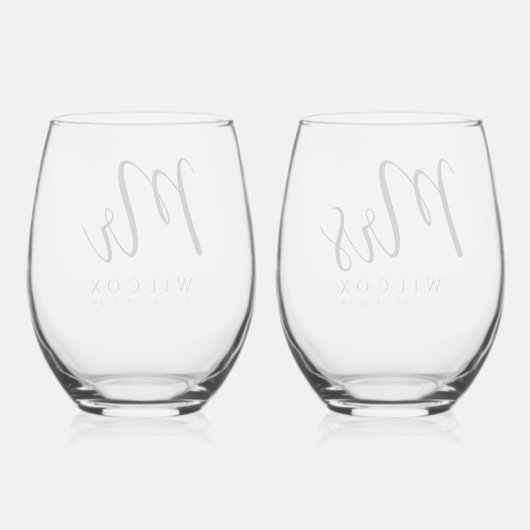 Elegant Mr. & Mrs. Weinglas Ohne Stiel (Rückseite)
