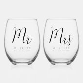 Elegant Mr. & Mrs. Weinglas Ohne Stiel (Vorderseite)