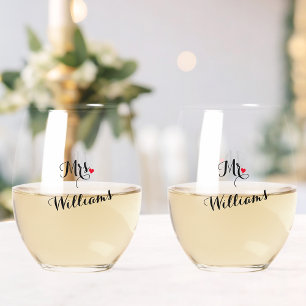 Elegant Mr. Newlyweds Couple Honeymoon Wedding Weinglas Ohne Stiel