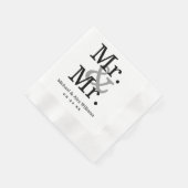 Elegant Mr. und Mr. Black Gray Wedding Monogram Serviette (Ecke)