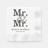 Elegant Mr. und Mr. Black Gray Wedding Monogram Serviette (Vorderseite)