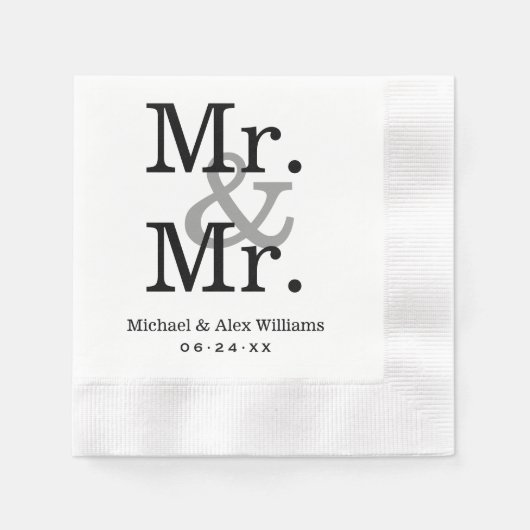 Elegant Mr. und Mr. Black Gray Wedding Monogram Serviette (Vorderseite)