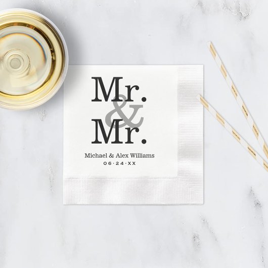 Elegant Mr. und Mr. Black Gray Wedding Monogram Serviette