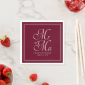 Elegant Mr. und Mrs. Burgundy Marsala Wedding Serviette (Beispiel)