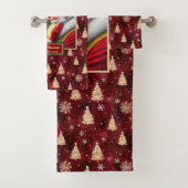 Elegant Mr. und Mrs. Claus Gold Trees Badetuch Badhandtuch Set (Insitu)