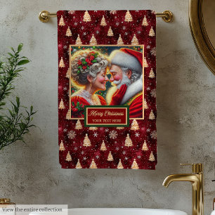 Elegant Mr. und Mrs. Claus Gold Trees Badetuch Badhandtuch Set
