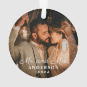 Elegant Mr. und Mrs. Custom Wedding Foto Monogram Ornament (Rückseite)