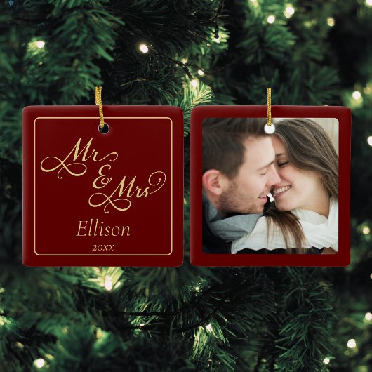 Elegant Mr. und Mrs. Keramikornament