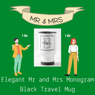 Elegant Mr. und Mrs. Monogram Black Reisebecher