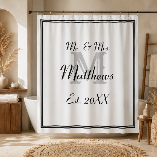 Elegant Mr. und Mrs. Monogram Duschvorhang