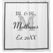 Elegant Mr. und Mrs. Monogram Duschvorhang (Vorderseite)