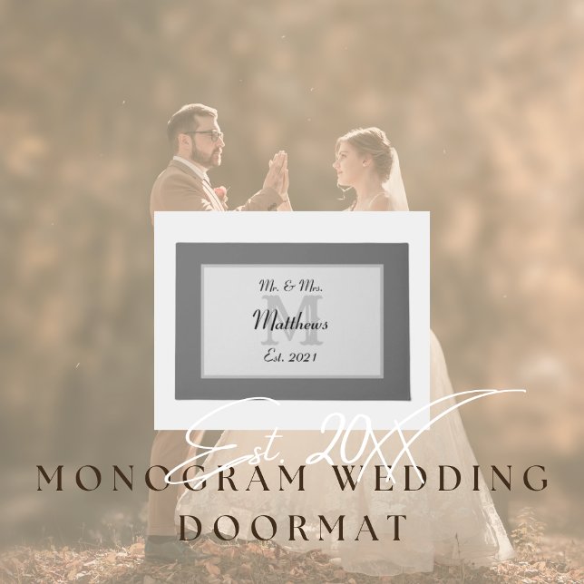Elegant Mr. und Mrs. Monogram Fußmatte (Monogrammed Wedding Doormat)