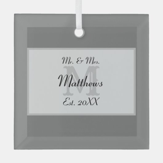 Elegant Mr. und Mrs. Monogram Ornament Aus Glas (Vorderseite)