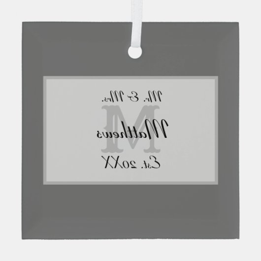 Elegant Mr. und Mrs. Monogram Ornament Aus Glas (Rückseite)