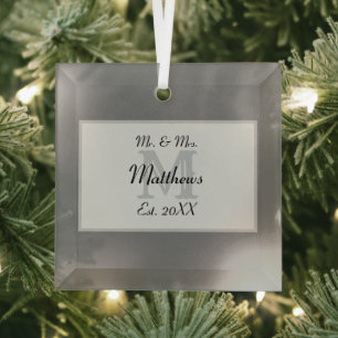 Elegant Mr. und Mrs. Monogram Ornament Aus Glas