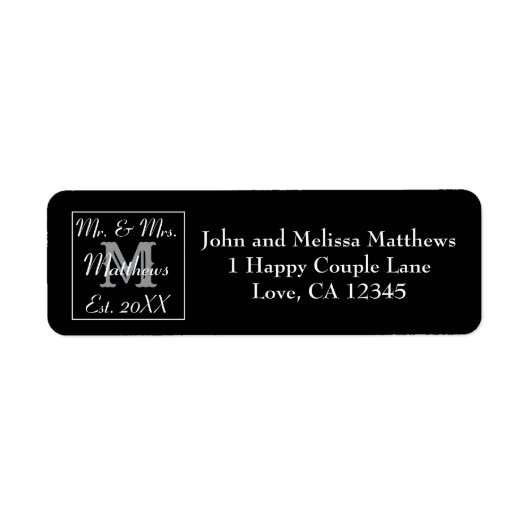Elegant Mr. und Mrs. Monogram Wedding Black (Vorne)