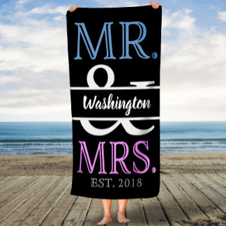 Elegant Mr. und Mrs. Personalisiert Bath Handtuch Badehandtuch