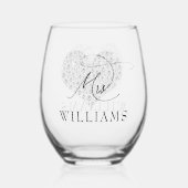 Elegant Mr. und Mrs. Personalisiert Weinglas Ohne Stiel (Vorderseite)