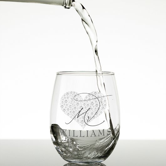 Elegant Mr. und Mrs. Personalisiert Weinglas Ohne Stiel