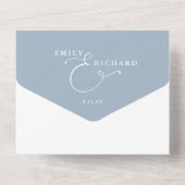 Elegant Mr. und Mrs. Script Dusty Blue Wedding All In One Einladung (Rückseite)