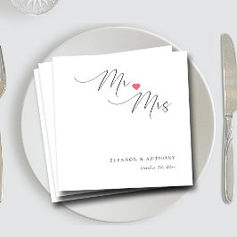 Elegant Mr. und Mrs. Script | Personalisierte Hoch Serviette