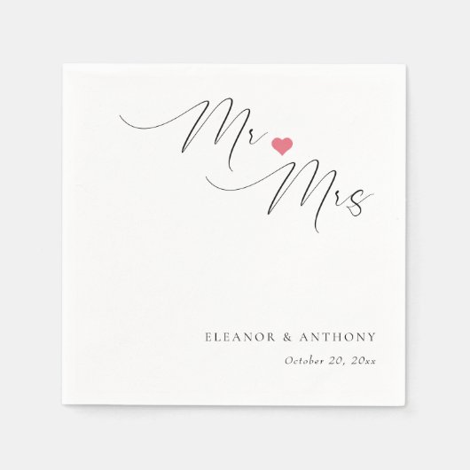 Elegant Mr. und Mrs. Script | Personalisierte Hoch Serviette (Vorderseite)