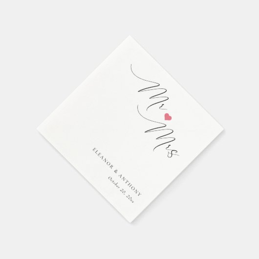 Elegant Mr. und Mrs. Script | Personalisierte Hoch Serviette (Ecke)