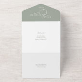 Elegant Mr. und Mrs. Script Sage Green Wedding All In One Einladung (Außenbereich)