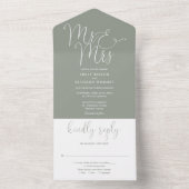 Elegant Mr. und Mrs. Script Sage Green Wedding All In One Einladung (Innen Boden)
