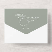 Elegant Mr. und Mrs. Script Sage Green Wedding All In One Einladung (Rückseite)