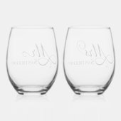 Elegant Mr. und Mrs. Weinglas Ohne Stiel (Rückseite)