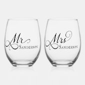 Elegant Mr. und Mrs. Weinglas Ohne Stiel (Vorderseite)