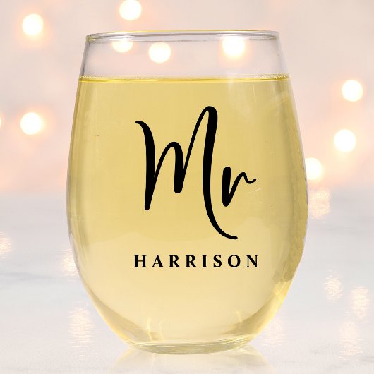 Elegant Mr. Wedding Weinglas Ohne Stiel