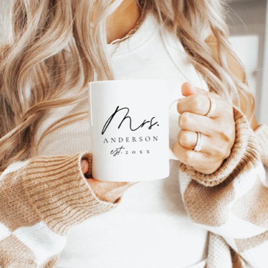 Elegant Mrs Newlywed Custom Black Script Kaffeetasse