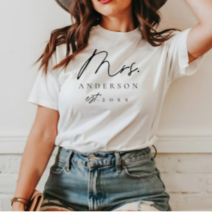 Elegant Mrs Newlywed Custom Black Script Shirt