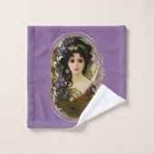 Elegant Mucha Style Porträt einer schönen Frau Badhandtuch Set (Waschlappen)
